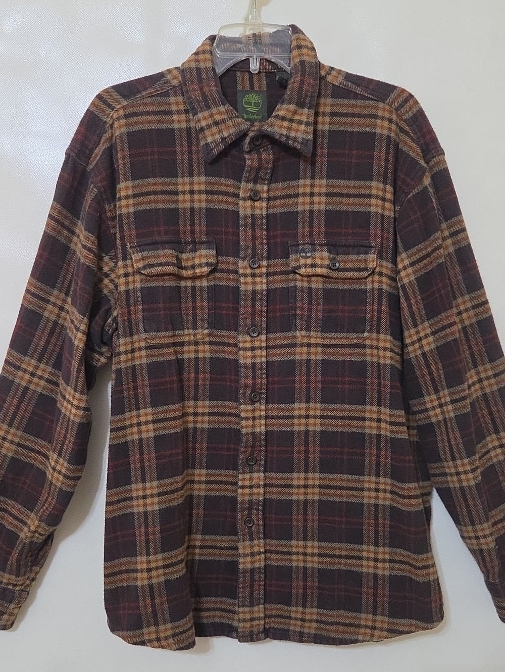Timberland Men's Brown & Tan Plaid 100% Cotton Flannel Shirt Jacket - Size XL